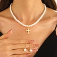 thumbnail image 1 of Temperament Imitation Freshwater Pearl Necklace and Earrings Two-piece Set Fashionable Necklace and Earrings Set Exclusively Available Couple jewelry Valentine's Day gift, 1 of 5