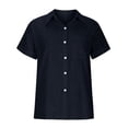 thumbnail image 5 of SDNall Button Up Shirt Women Fashion Button Shirt Female V-Neck Loose Womens Blouse (Navy, Sizes S-XXXXXL), 5 of 9