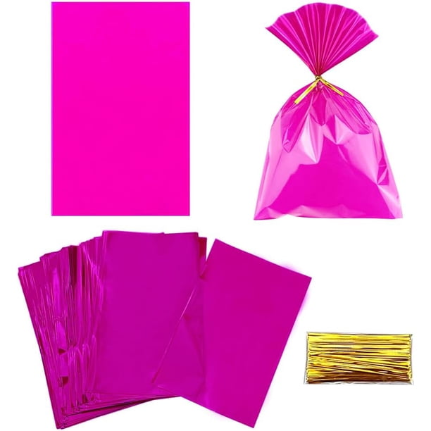 100 bolsas de celofán rosa, bolsas de regalo de San Valentín, bolsas de celofán, bolsas de regalo para dulces y galletas