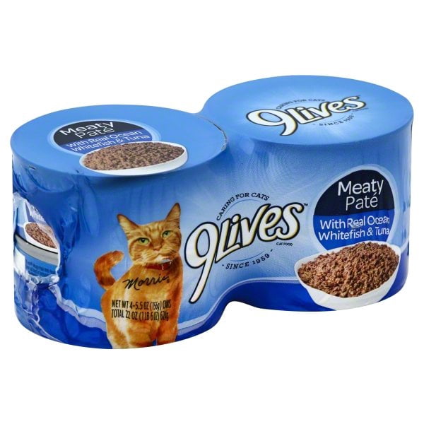 9Lives Meaty Pate With Real Ocean Whitefish & Tuna Wet Cat Food, 5.5 oz