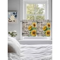 thumbnail image 3 of Sunflower 2 Panel Kitchen Curtains for Small Windows, Yellow Flowers Summer Botanical Wooden Bathroom Tier Curtain, Short Window Treatment for Bedroom/Living Room 55"x24", 3 of 6