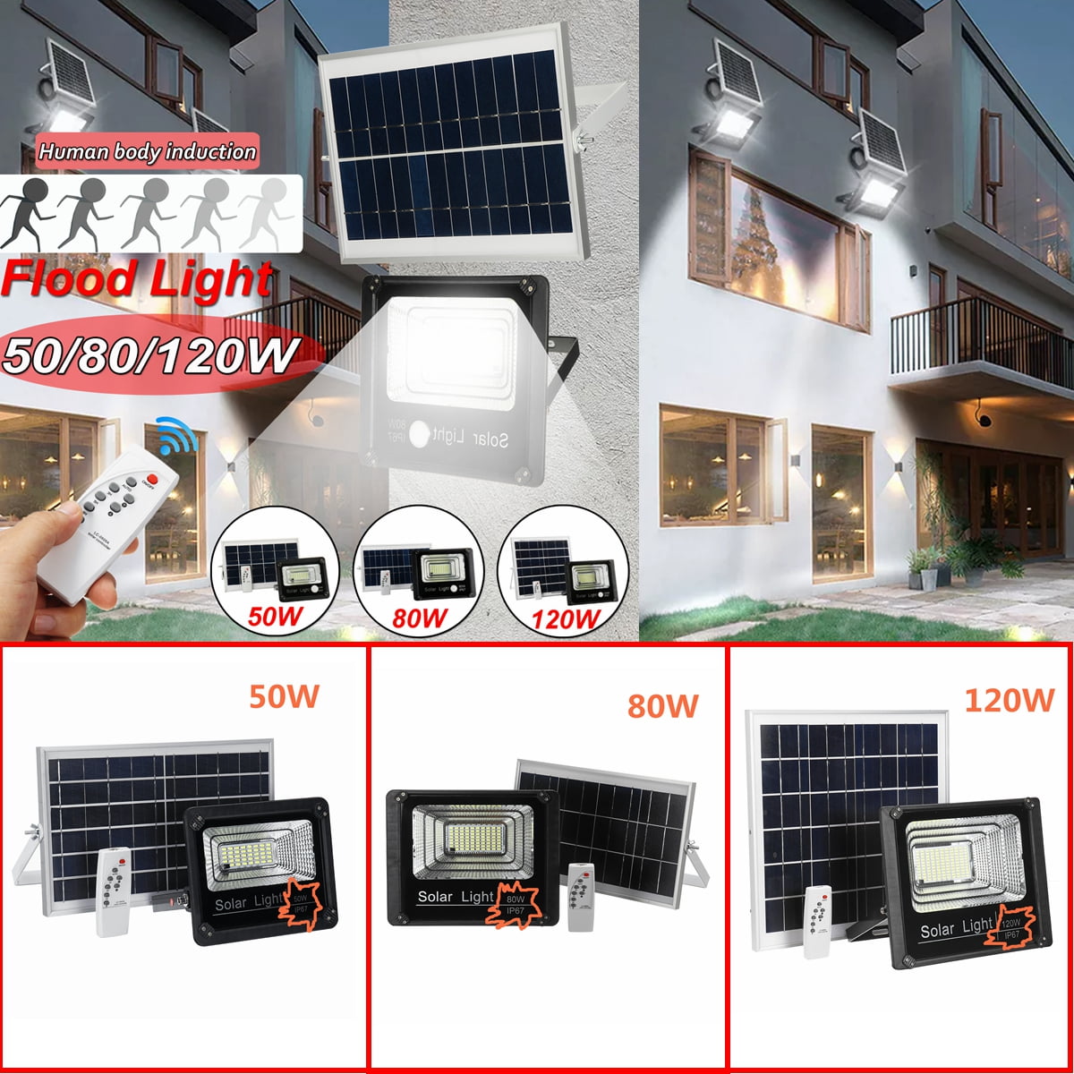 120 LED Solar Power Motion Sensor Garden Street Lamp Outdoor Waterproof Light