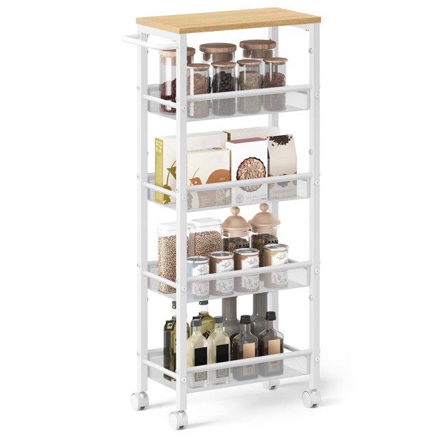 Carrito de almacenamiento rodante VASAGLE de 5 niveles, 22 x 45 x 100 cm, blanco