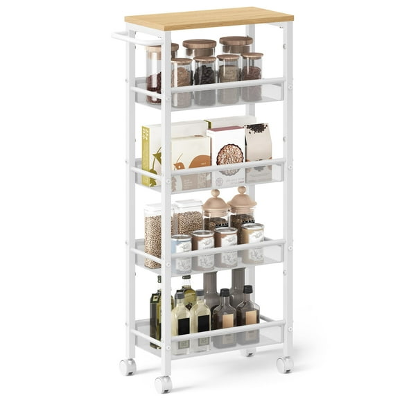Carrito de almacenamiento rodante VASAGLE de 5 niveles, 22 x 45 x 100 cm, blanco