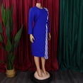thumbnail image 3 of AURA Plus Size Pencil Midi Dress Round Neck High Waist Bodycon Ruched 9 10 Sleeve Elegant Work Dress, 3 of 9