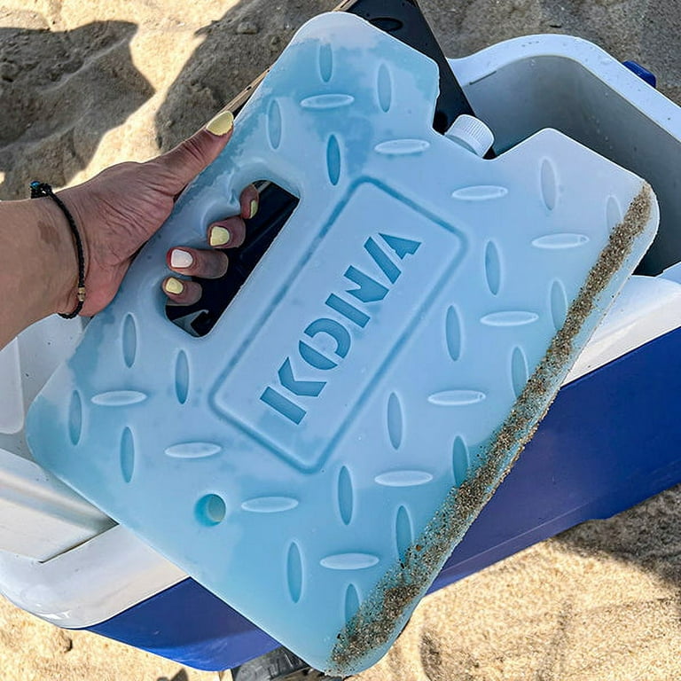 Kona Large Ice Pack for Coolers [Blue Ice 4lb] Extreme Long Lasting Design  Absorbs Heat to Cool Faster - Refreezable. Reusable. Colder Than Ice (-5C)