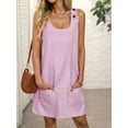 thumbnail image 2 of Summer Dress for Women Sleeveless Tank Dress with Pockets Casual Short A Line Dress Crewneck Sundress 2025 Pink S, 2 of 7
