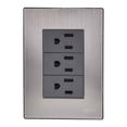 thumbnail image 1 of Placa Armada Inoxidable Igoto INOX1004 Gris Oscuro 3 Contactos 8.5 x 12 cm, 1 of 3
