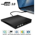 thumbnail image 1 of External CD Drive, USB 3.0 Portable CD/DVD +/-RW Drive Slim DVD/CD ROM Rewriter Burner Compatible with Laptop Desktop PC Windows Linux OS Apple Mac(Black), 1 of 7