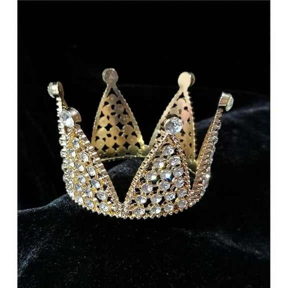 Tian Sweet 34007-GD 1.9 oz Small Rhinestone Crown Cake Topper - Gold