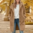 thumbnail image 5 of Women's Winter Single Breasted Long Coat with Hooded Casual Trench Coat Jacket Trendy PeaCoat Khaki XL, 5 of 5