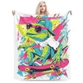 thumbnail image 2 of Funny Skater Bearded Dragon Blanket – Retro 90s Graffiti Fleece Throw,Cool Lizard Art Decor 80x60, 2 of 6