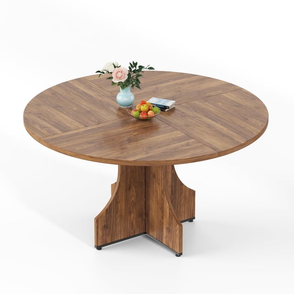 Qinaqin 47-Inch Rústico Madera Redondo cm de Profundidadinning Mesa Farmhouse Profundidadining para 4-6 Space-Saving Círculo Kitchen & Breakfast Nook Apartments Anchoalnut