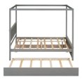 thumbnail image 5 of Full Size Canopy Bed with Trundle Bed and 2 Drawers, Wood Full Platform Bed with Headboard, Footboard and Slat Support, Modern 4 Poster Panel Bed, No Box Spring Needed, Brushed Gray, 5 of 7