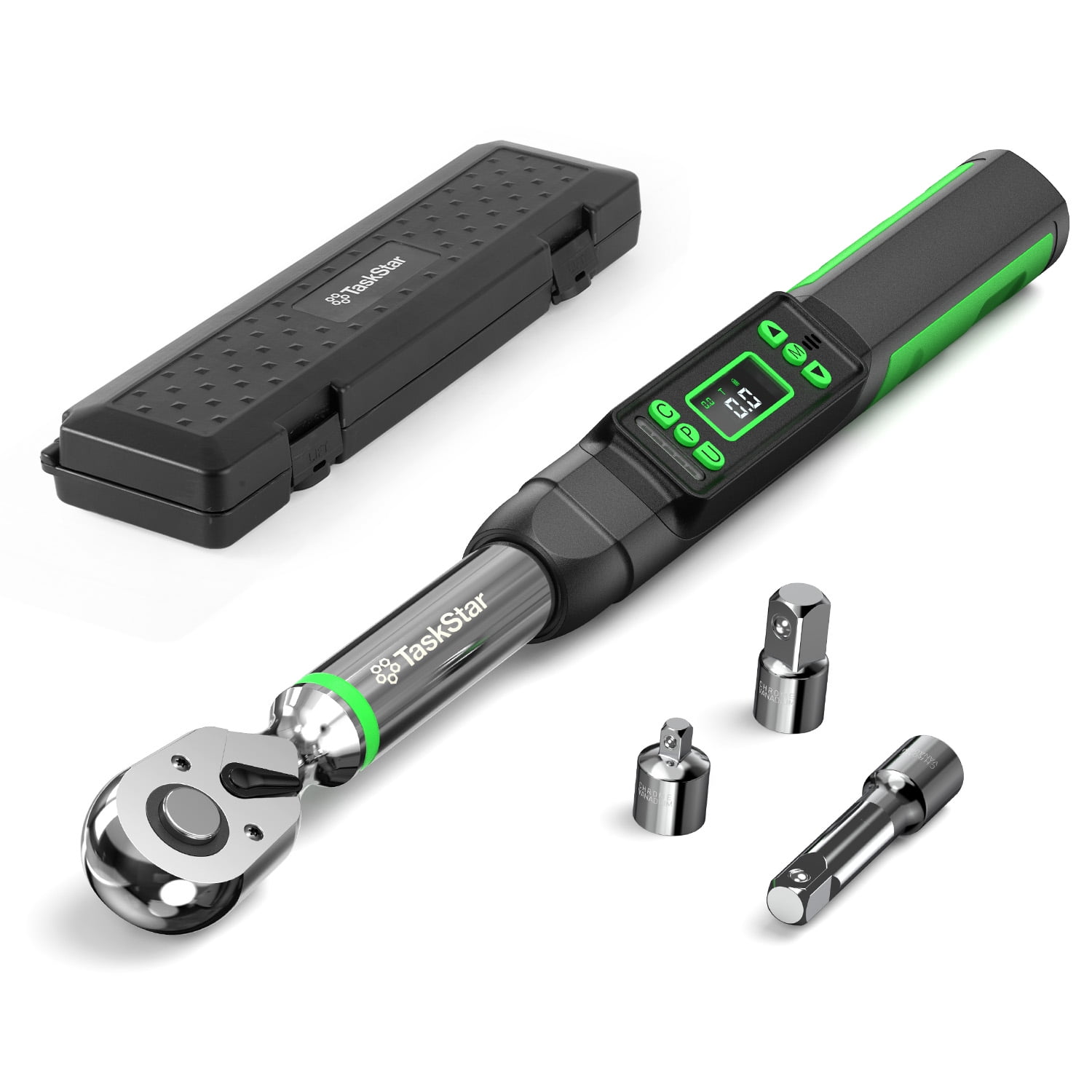 Taskstar 3/8" Digital Torque Wrench 220N·m(162ft-lbs), LCD Display, Real-Time & Peak Modes, Preset & Data Storage, Dual Alarm, Electric Torque Wrench