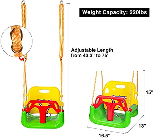 RedSwing 3-in-1 Baby Swing Seat, Toddler Swing, Anti-Flip Snug & Secure Detachable Infants to Teens Kids Swing Seat for Outside Playground, Green
