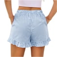 thumbnail image 4 of Dresfit Boxer Shorts for Women Gingham Ruffle Shorts 2026 Summer Plaid Wide Leg Travel Pajama Bottoms with Pocket Plus Size Elastic Beach Pajama Shorts XL, 4 of 6