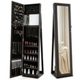 thumbnail image 1 of Costway Armoire à Bijoux Miroir Verrouillable avec Étagère Marron Foncé, 1 of 1