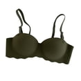 thumbnail image 2 of Gymayou Women Wireless Push Up Bra Comfort Lift Support Bralette Wavy Edge Adjustable Strap Seamless Bras Dark Green A, 2 of 4