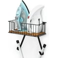 thumbnail image 3 of Wall Mounted Ironing Board Hanger for Y-Leg with Storage Basket, Black, 3 of 8