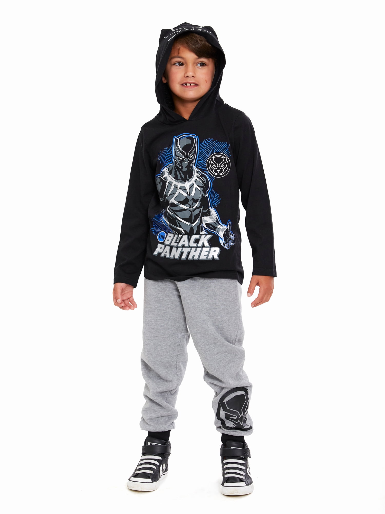 Black Panther Boys Hoodie and Joggers Cosplay Outfit Set, 2 Piece, Sizes 4-10