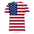 thumbnail image 4 of WAYUTE Women Shirts Us National Flag Print Alternating Red And White Short Sleeve Crew Neck Celebrate America'S 250Th Anniversary For 4Th Of July Theme Park Visit Elastic Tee,Red,M, 4 of 4