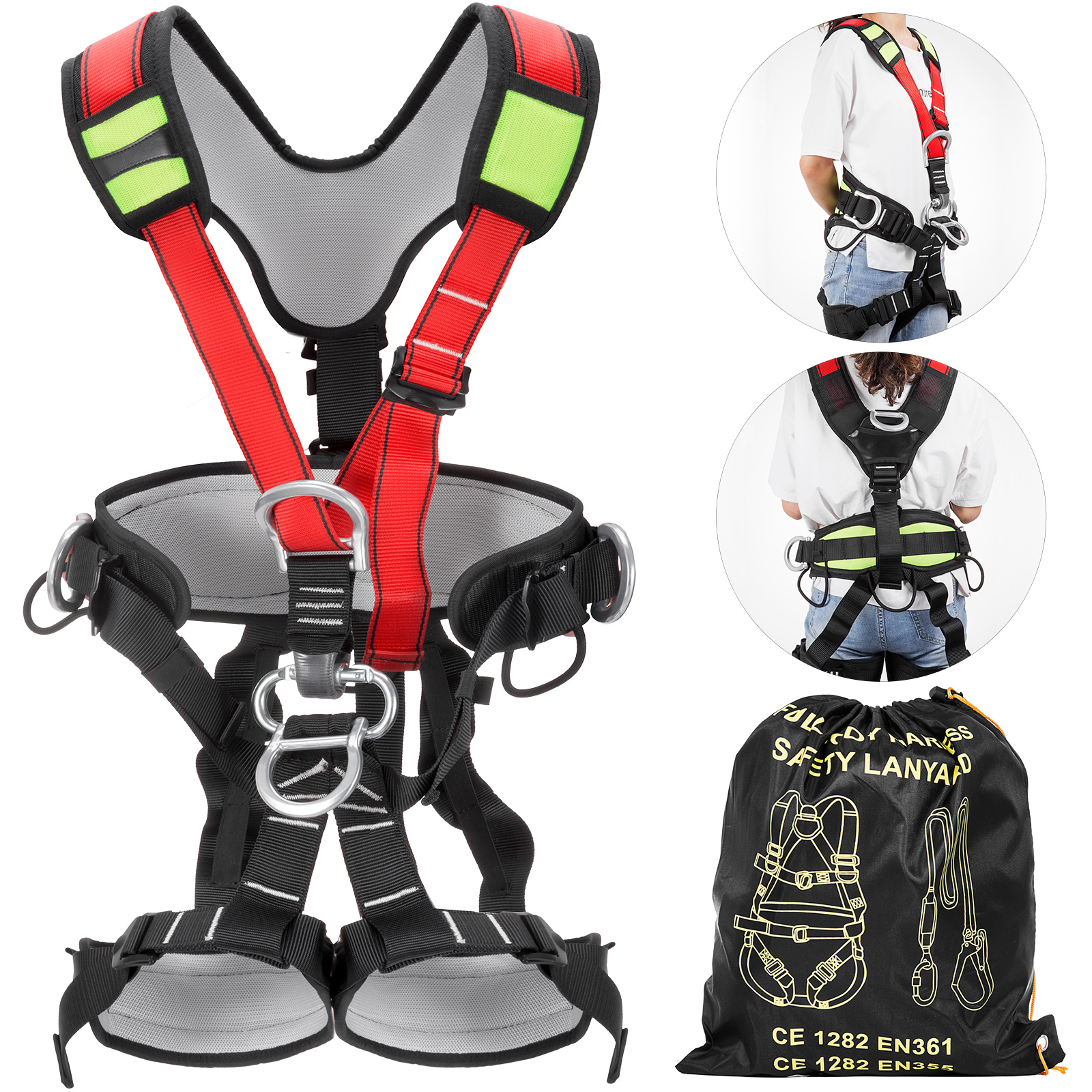 VEVOR Safety Climbing Harness Fall Protection Rock Climbing Equip Gear  Rappelling Harness Ideal for Rock Climbing Floor Escape Rappelling Roofing  Working and Other Activities