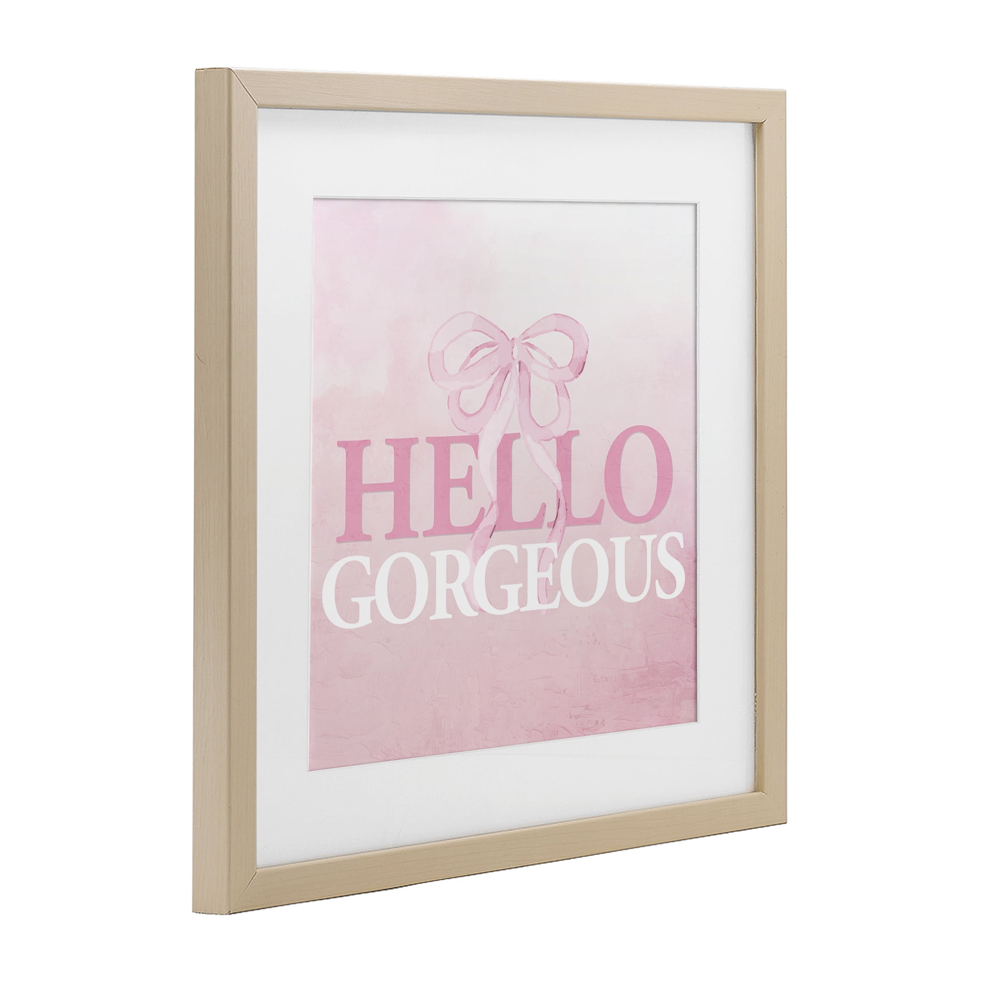 Feminine Hello Gorgeous Birch Framed Print Under Glass, design by Kim Allen