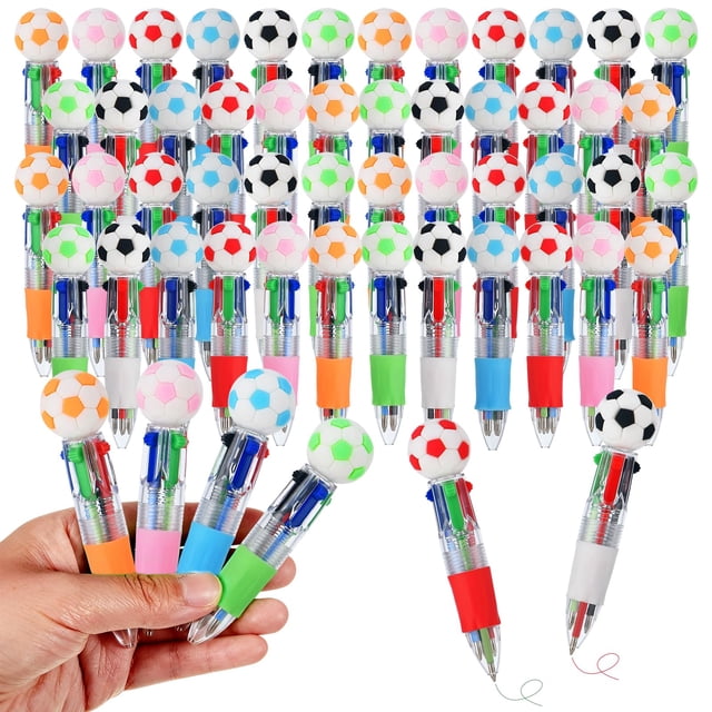 Zhirlyn Bolígrafos multicolor de fútbol 4 en 1, 48 unidades