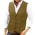thumbnail image 2 of Aueoeo Corduroy Vests For Men V Neck Button Up Waistcoat Business Casual Jacket For Formal Work With Pockets, 2 of 6