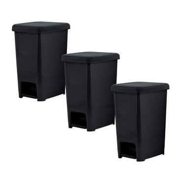 Superio Slim Trash Can with Foot Pedal – 2.5 Gallon Step-On Trash Can with Lid, Small Plastic Garbage Can, Mini Trash Can for Bathroom, Kitchen, Office, Under Desk, Bedroom, Dorm – Black, 3