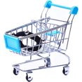thumbnail image 3 of Mini carrito de compras, carrito de mano para supermercado, modo de carrito de utilidad, juguete de almacenamiento (azul y morado), 2 uds., 3 of 5