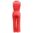 thumbnail image 5 of Lovzfmll Women's Jumpsuit, Sleeveless Collared Wide Leg Full Length, Casual Summer Jumpsuit Orange, S, 5 of 6