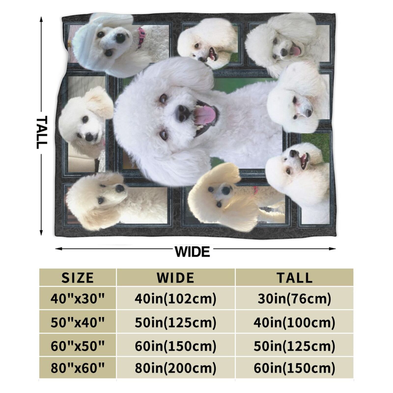 Wijzvio Poodle Dog Throw Blanket Soft Fuzzy Fleece Blanket For Couch Bed Living Room Decoration 50"X40"