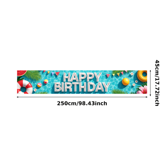 Decorative Design Happy Birthday Banner Colorful Theme Party Decoration Tropical Beach Celebration Banner for Birthday Party Kids Gathering Summer Event