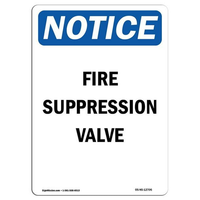 SignMission OS-NS-A-1218-V-12706 12 x 18 Po Panneau d'Avertissement OSHA - Soupape d'Extinction d'Incendie