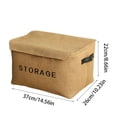 thumbnail image 3 of Beautynvta Foldable Storage Bin with Lid, Linen Fabric Storage Basket with Handles for Home, Office, Closet, 14.6x10.2x8.7 Inch, 3 of 6