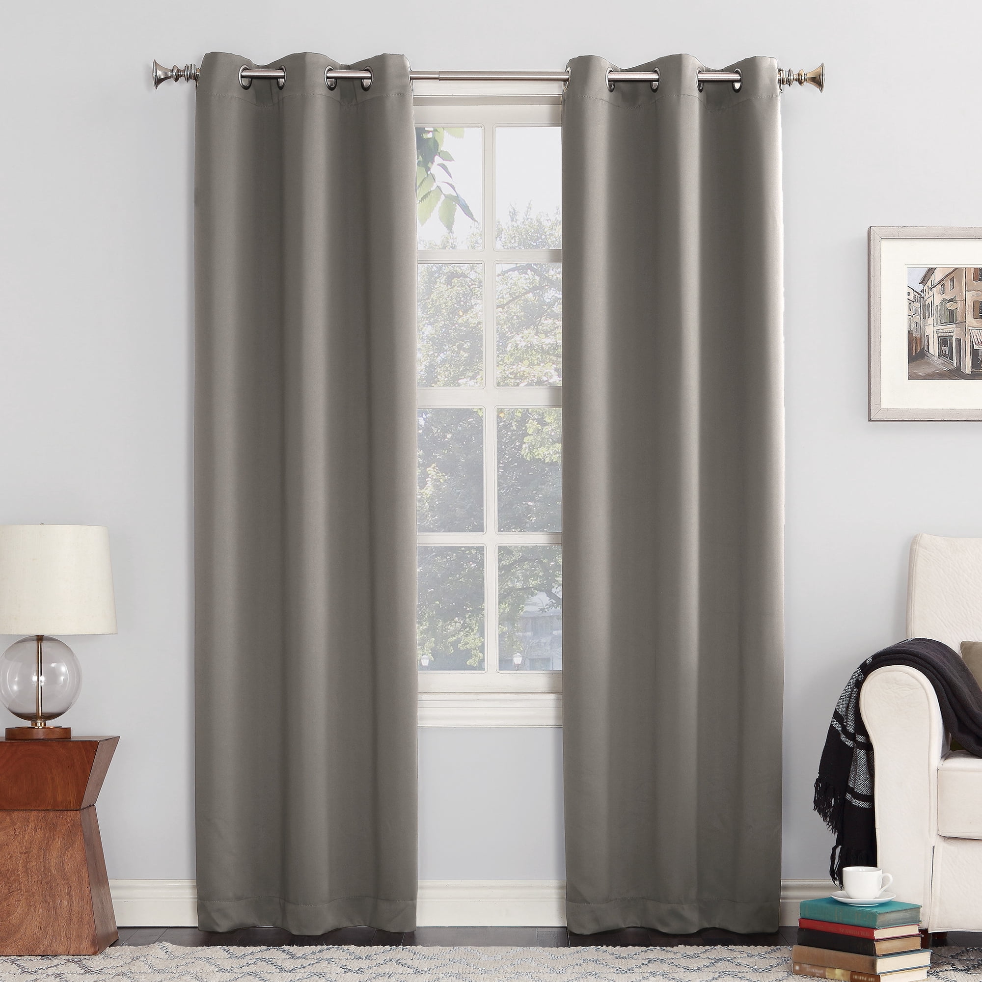 Sun Zero Nolan Energy Efficient Blackout Grommet Curtain Panel, 40"X63", Gray
