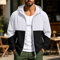 thumbnail image 2 of Mens Golf Hiking Jacket with Hood Windproof Light Weight Windbreaker Outdoor Fishing Raincoat Zipper Pockets Size 3XL White, 2 of 9