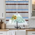 thumbnail image 6 of Blue Brown Striped Swag Valances for Windows, Kitchen Curtains 36 Inch Length 2 Panels Set, Farmhouse Stripes Modern Abstract Art Short Curtains for Small Windows Rod Pocket Cafe Curtains 28"x36", 6 of 8