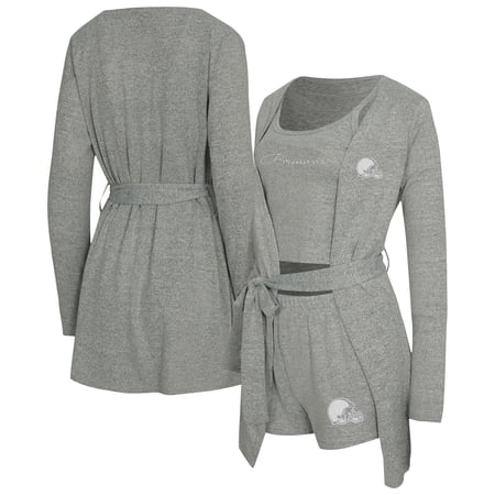 Women s Concepts Sport Heather Gray Cleveland Browns Rigor Tank Short & Robe Set