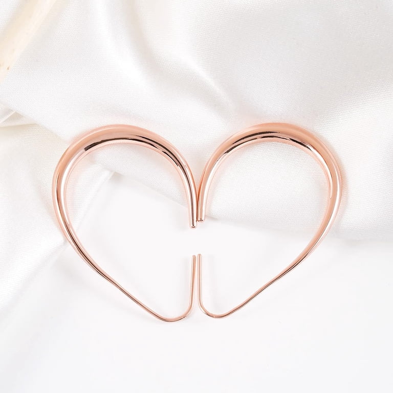 Lightweight Teardrop Hoop Earrings For Women - 14k Gold/White Gold Plated, 30mm X 18mm Oval Pull-Through Hoops, Hypoallergenic Statement Jewelry (2 Pair)