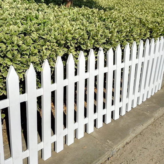 V Protek 4Pack Garden Patio Decorative Plastic Edging Fence White Flexible Pointed 14"X 20"