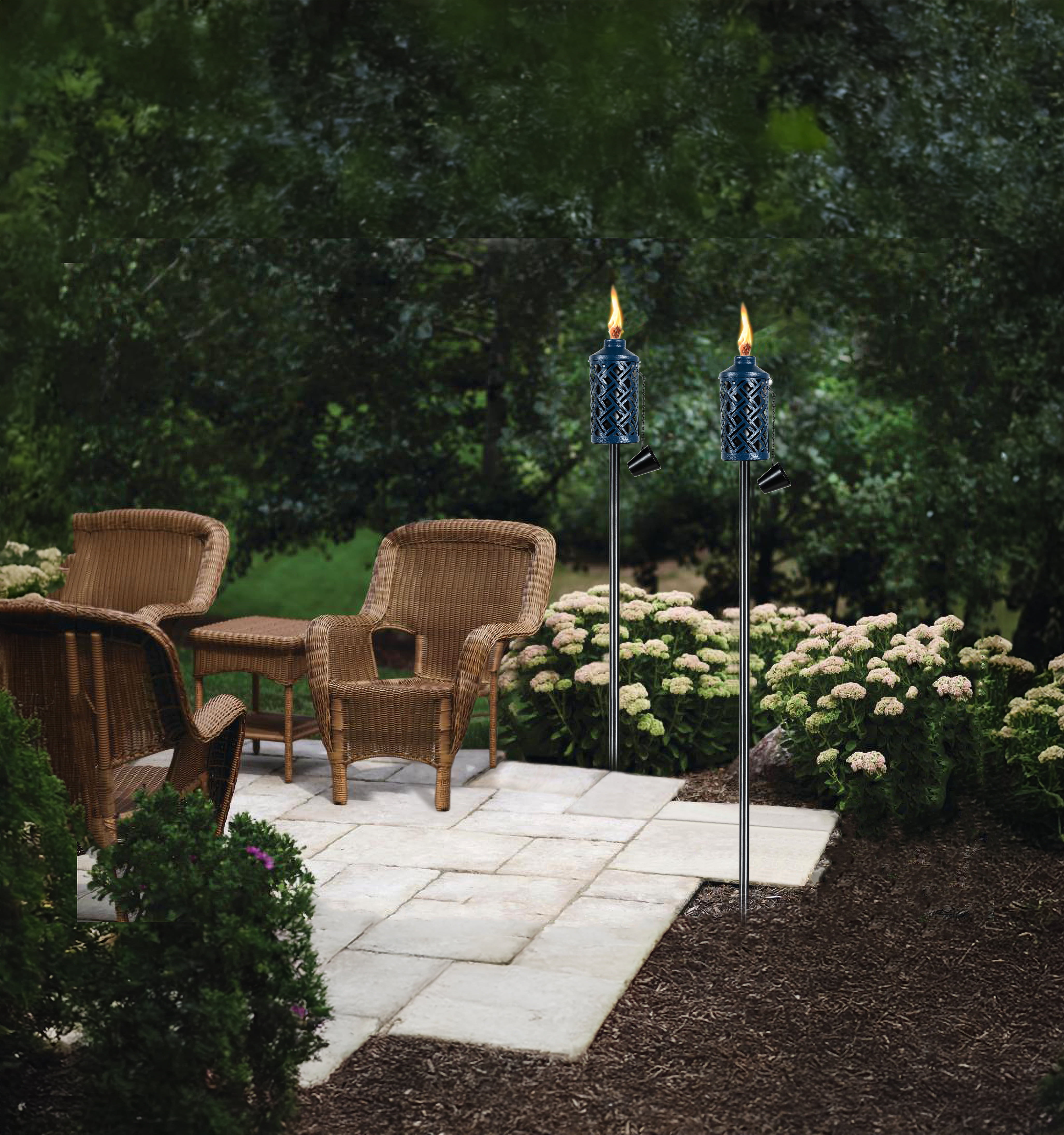Mainstays Punched Yard Torch Blue Outdoor Garden Torch with