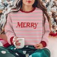 thumbnail image 6 of ZUKMRJPC Christmas Sweatshirt for Women and Men Long Sleeve Fashion Striped Print Crewneck Sweatshirts Holiday Comfy Fleece Lined Tops, 6 of 7