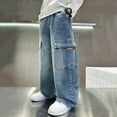 thumbnail image 6 of High Waisted Jeans for Boys Fashion Casual Baggy Wide Leg Denim Pants with Pocket Boys Clothes Size 5-15, 6 of 7