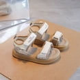 thumbnail image 2 of Xfvqtps Kids Girls Summer Sandals Open Toe Hook and Loop Soft Thick Sole Flats Shoes, 2 of 8
