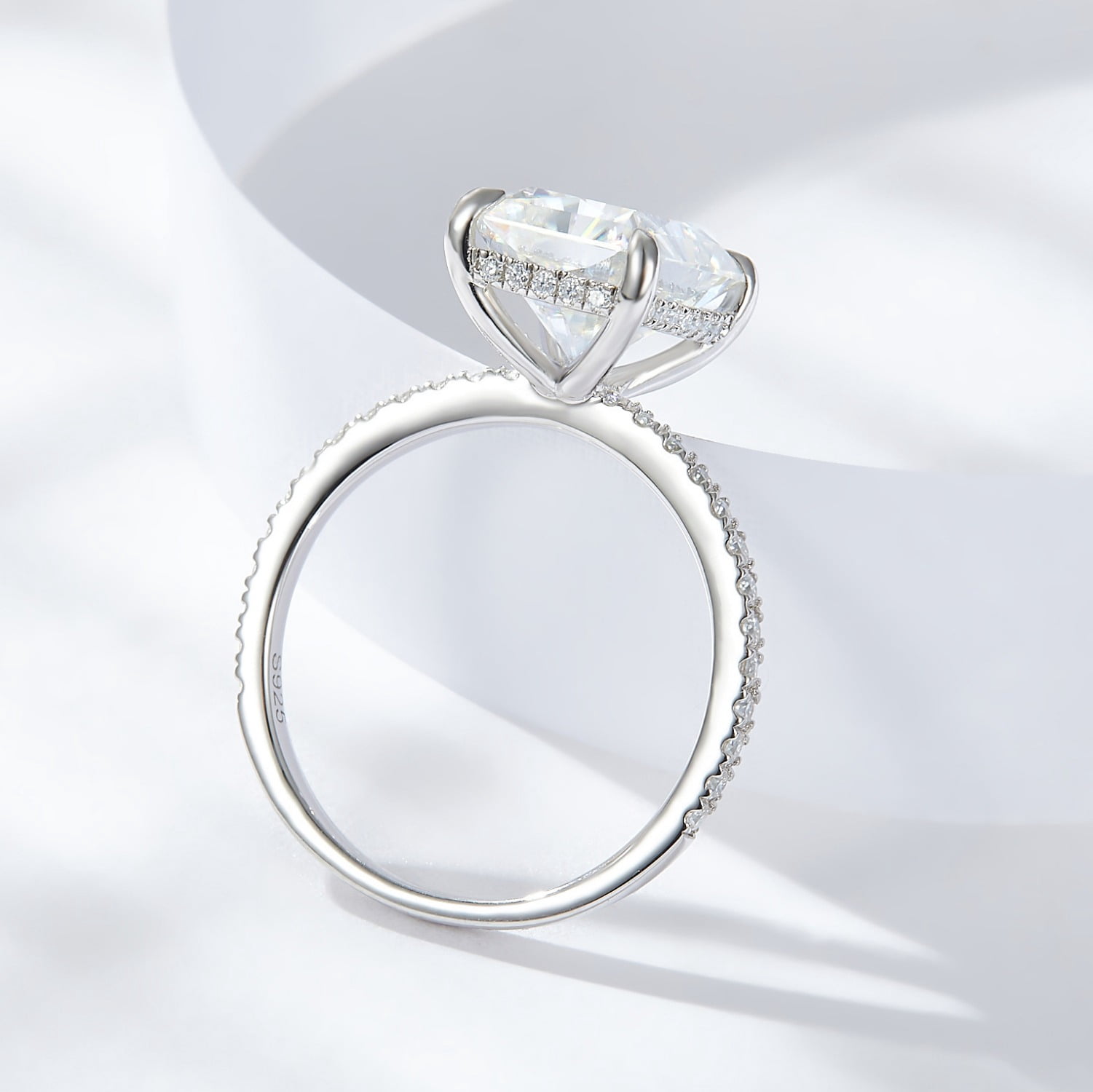 4ct 18K Gold Radiant Cut Moissanite Engagement Rings for Women D Color VVS1 Moissanite Rings Jewelry S925 Sterling Silver Women Diamond Rings with Certificate