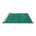 thumbnail image 2 of Ahgly Company Machine Washable Indoor Round Oriental Turquoise Blue Industrial Area Rugs, 5' Round, 2 of 4