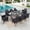 Navy Blue-83" x 39" Patio Table, variant on MF Studio 6-Piece Rattan Outdoor Patio Dining Set with 10FT Beige Umbrella, Wicker Outdoor Chairs with Cushion and Square Patio Table with Umbrella Hole for 4 People